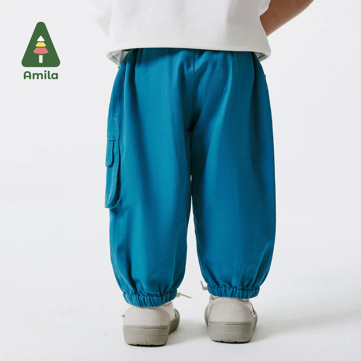 Amila Baby Hose 2024 Frühjahr Neue Jungen Kinder Modische Casual Einfarbig Vielseitige Cargohose