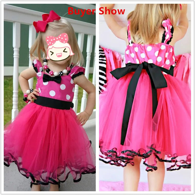 Mini Maus Baby Mädchen Kleider 2-6 Jahre Cosplay Prinzessin Kostüm für Mädchen Kinder Geburtstag Weihnachtsfeier Polka-Dot Kleider Kleidung