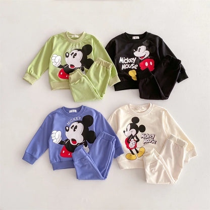 2pc/Set Disney Mickey Mouse Tracksuit - Boys and Girls Sweatshirt and Sweatpants for Kids