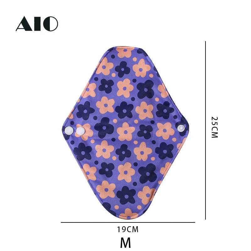 AIO Neue Stoff-Menstruationsdichtungen, wiederverwendbare Hygienepads für Frauen, waschbare Damenbinde mit Bambuskohle innen, S/M/L