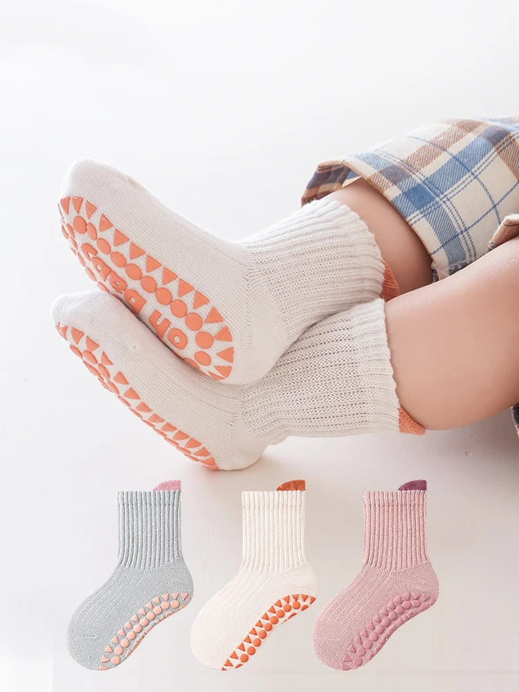 Lawadka 3 Paare/los Baumwolle kinder Socken Für Mädchen Jungen Solide Kinder Junge Mädchen Socken Nicht-slip 0-5T Casual Baby Kleinkind Socke 2024