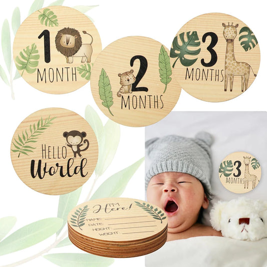 7-teiliges Foto-Requisit aus Holz für monatliche Meilensteinkarten für Neugeborene, Babyparty-Geschenke für Jungen und Mädchen, Fotozubehör