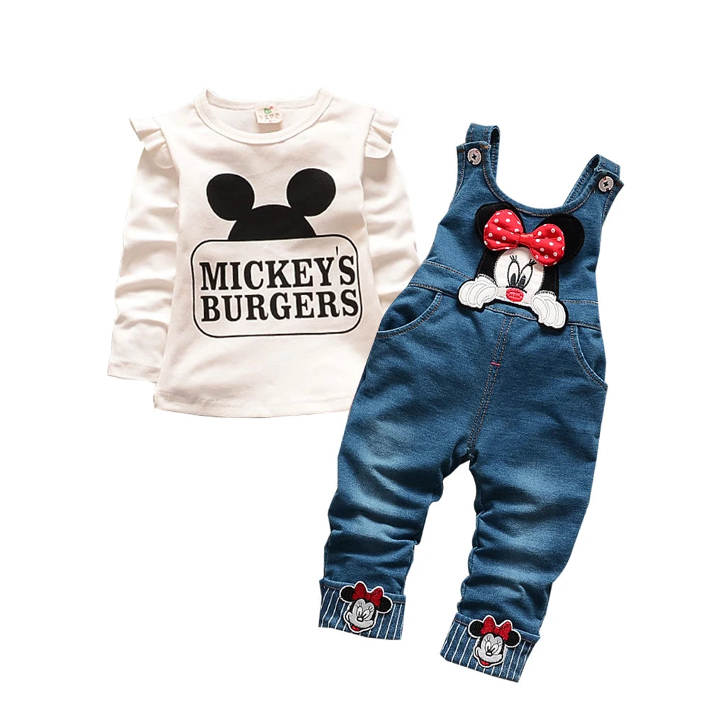 Disney Minnie Maus Kapuzenpullover 2-teiliges Set für Kinder Mädchen Herbst Langarm Kapuzenpullover Set Kinder Freizeitkleidung Outfits