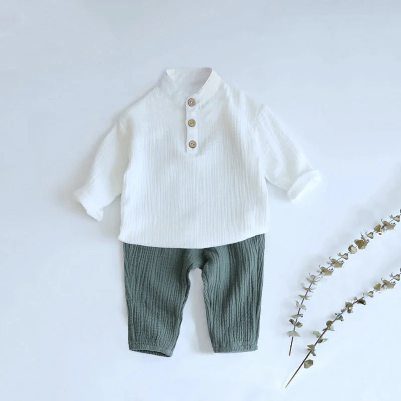 Infant Baby Boy Girl Clothes Set For Party Long Sleeve Baby Shirts +Loose Pant Toddler Kids Clothes Spring