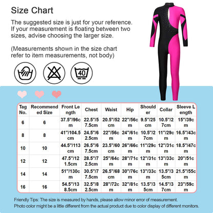 Kids Girls Long Sleeve Shiny Rhinestone Color Block Leotards Dance Gymnastic Jumpsuit for Yoga Unitards Biketards Sports Workout