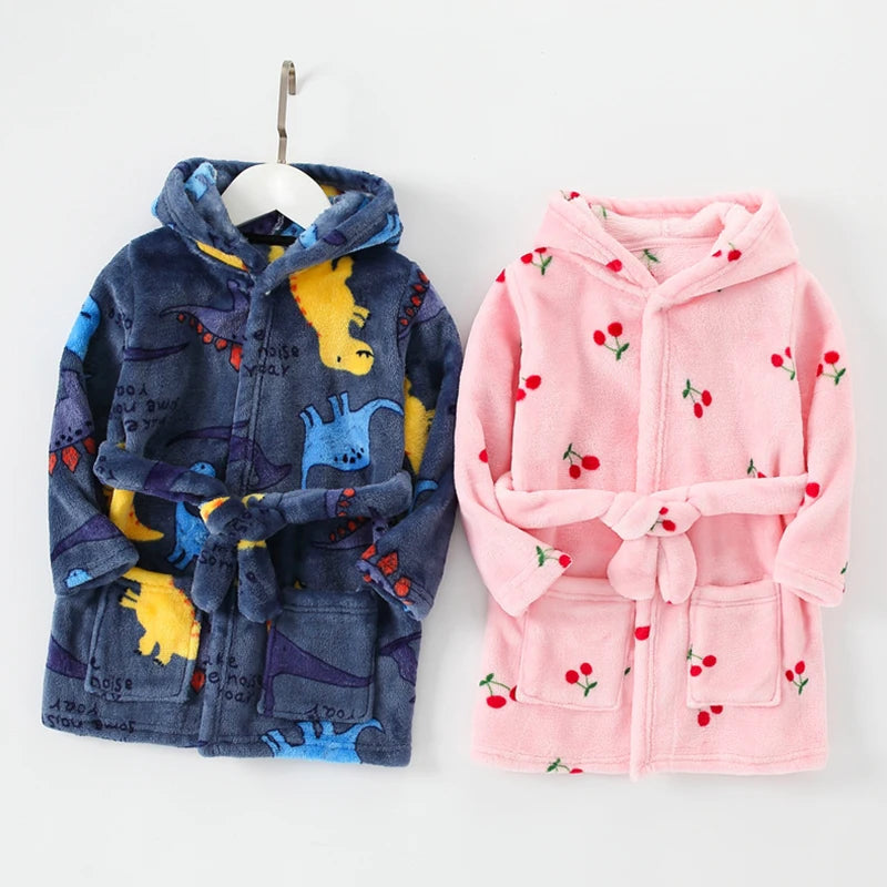 Children Bath Robes Flannel Winter Kids Sleepwear Robe Infant Pijamas Nightgown For Boys Girls Pajamas 10-2 Years Baby Clothes