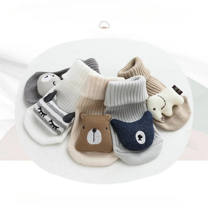 Cute Cartoon Bear Baby Socks For Boys Girls Spring Autumn Soft Cotton Anti Slip Soled Newborn Toddler Sock Kids Warm Socken