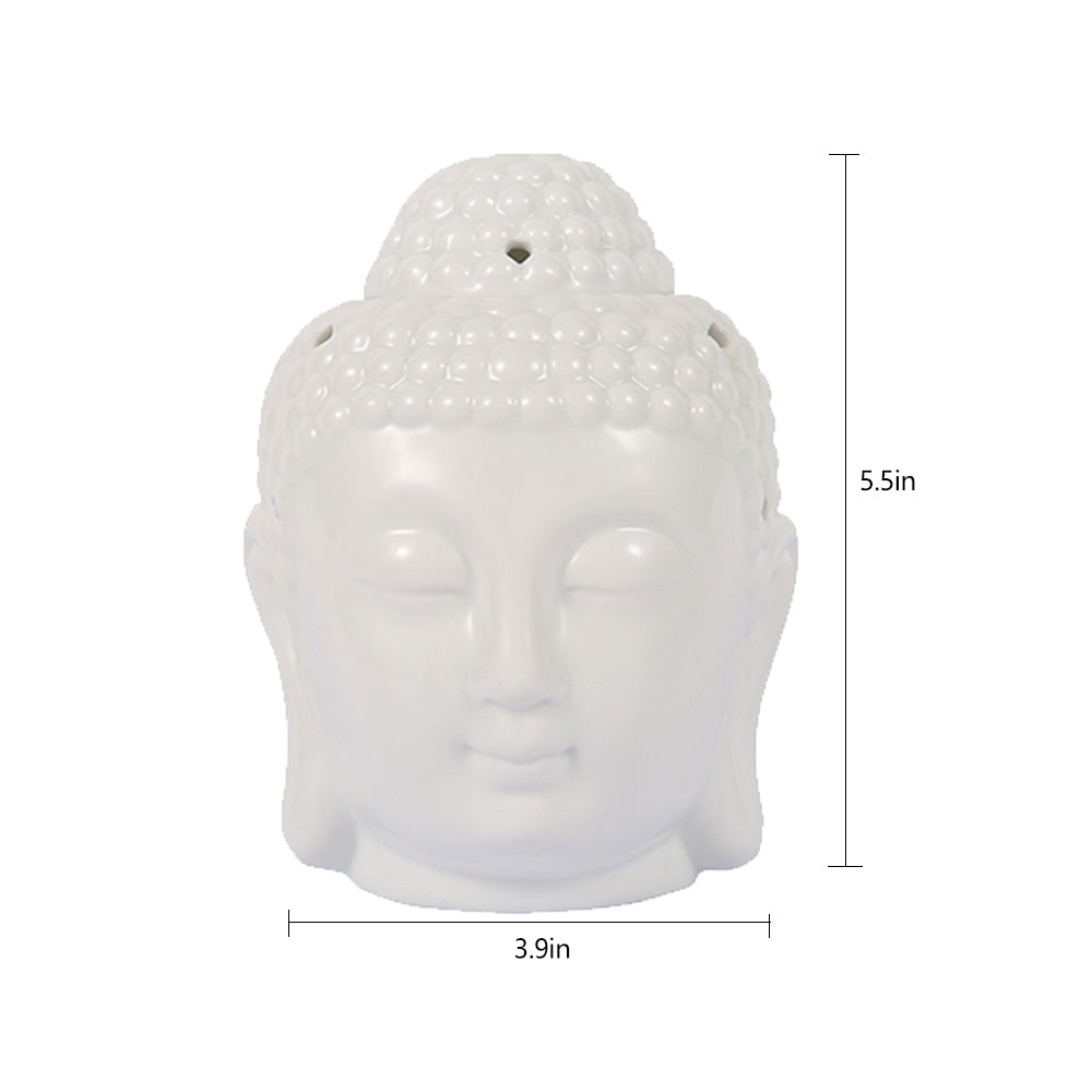 Buddha-Kopf-Brenner für ätherische Öle, Wachsschmelzbrenner, Aromatherapieofen, Keramik-Öldiffusor, Teelichthalter, Ornament