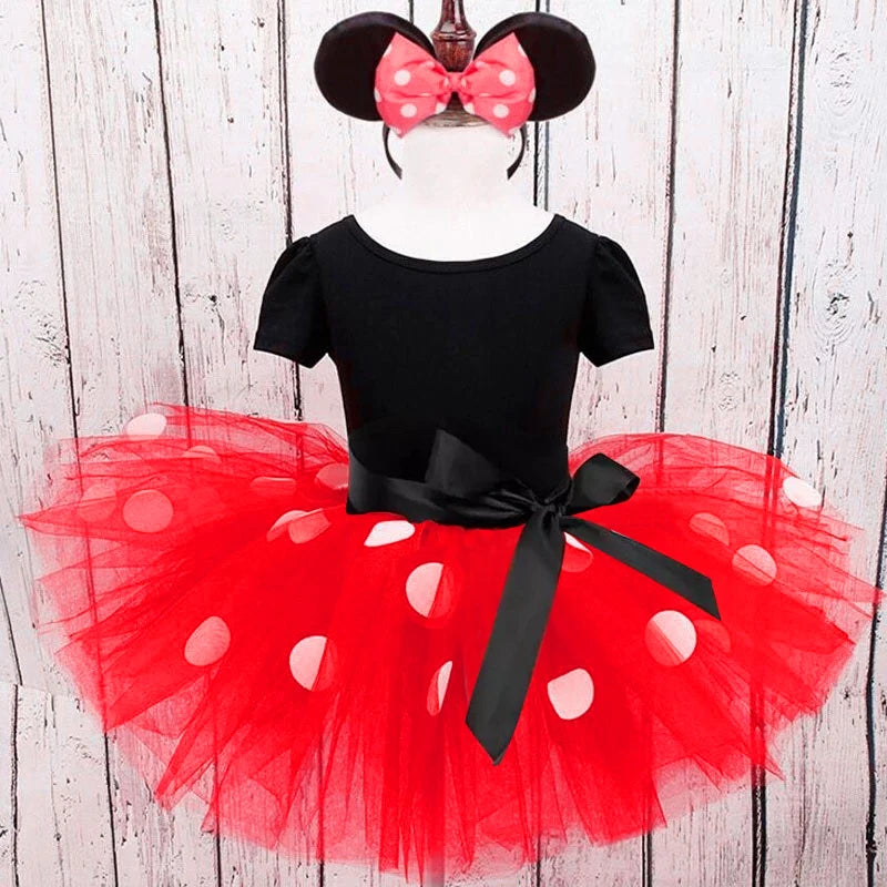 Mini Maus Baby Mädchen Kleider 2-6 Jahre Cosplay Prinzessin Kostüm für Mädchen Kinder Geburtstag Weihnachtsfeier Polka-Dot Kleider Kleidung