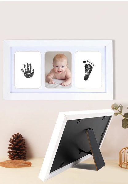 Neugeborenes Baby DIY Hand- und Fußabdruck-Set, Stempelkissen, Bilderrahmen, Handabdruck, Kleinkinder, Souvenir-Zubehör, sicheres, sauberes Babyparty-Geschenk