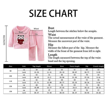 New 2024 Autumn Winter Kids Thicken Soft Flannel Pajamas Sets Baby Boys Girls Cartoon O-neck Pullover Warm Sleeping Sets Pyjamas