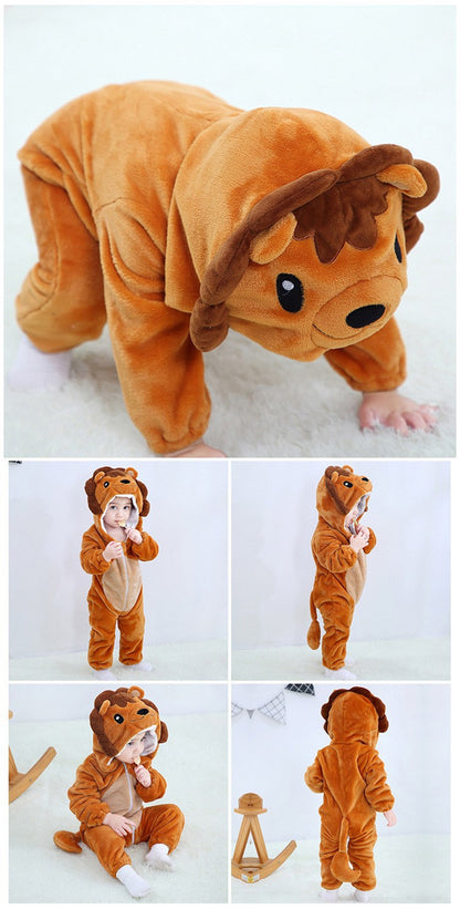 Baby Affe Tier Bodysuit Unisex Baby Tiger Kostüm Winter Herbst Fleece Kapuzen Body Cosplay Bodysuit Kapuze Krabbelanzug