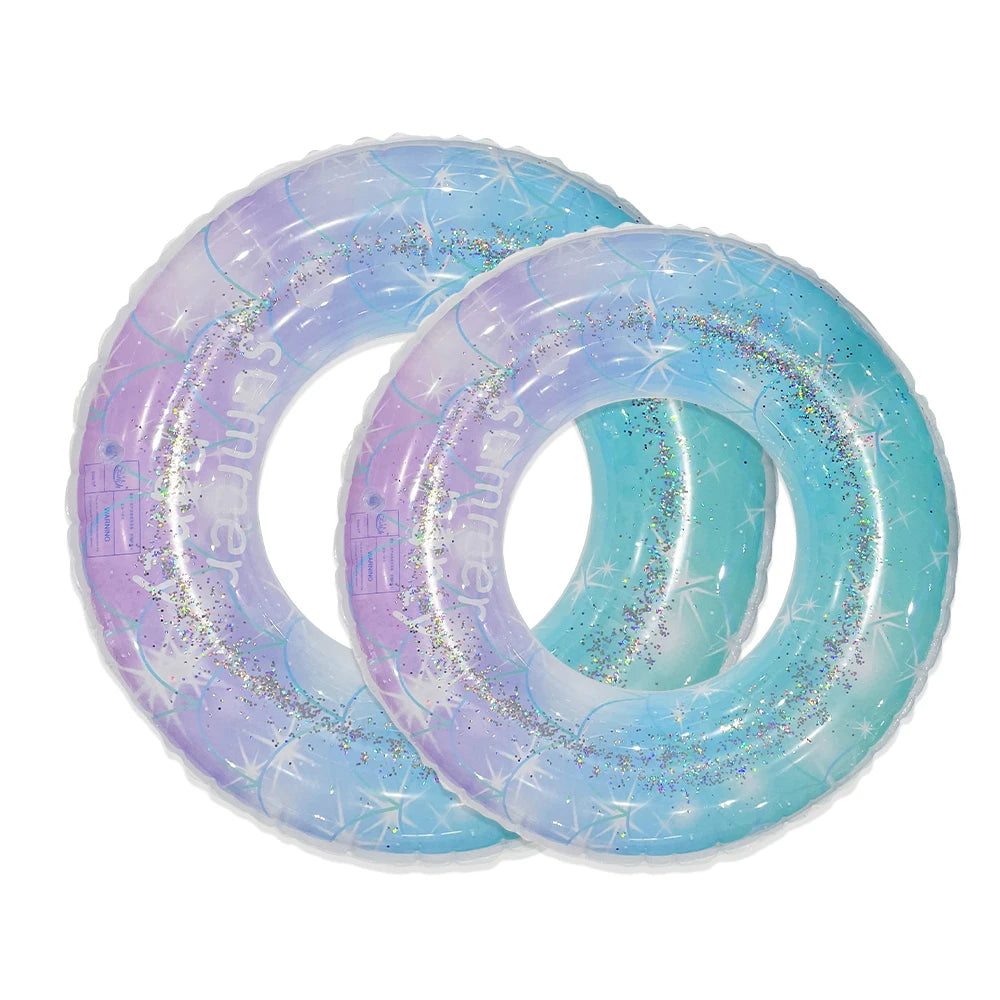 Sequin Starry Sky Inflatable Swim Ring - Thickened PVC Swimming Circle for Pool and Beach