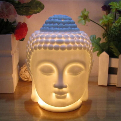 Buddha Head Essential Oil Burner Wax Melt Burners Aromatherapy Furnace Ceramic Oil Diffuser Tealight Candle Holders Ornament