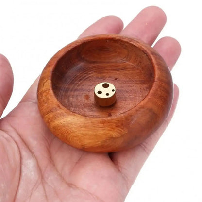 4 Holes Rosewood Incense Burner Stick Holder Bowl Shape Censer Home Decoration