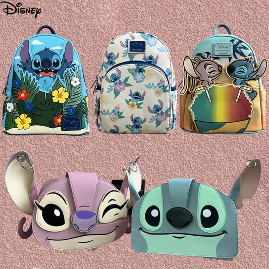 Original Disney Stitch Loungefly Backpack Cute Cartoon Embroidered Design Backpack Fresh And Casual Mini Backpack Women's Bag