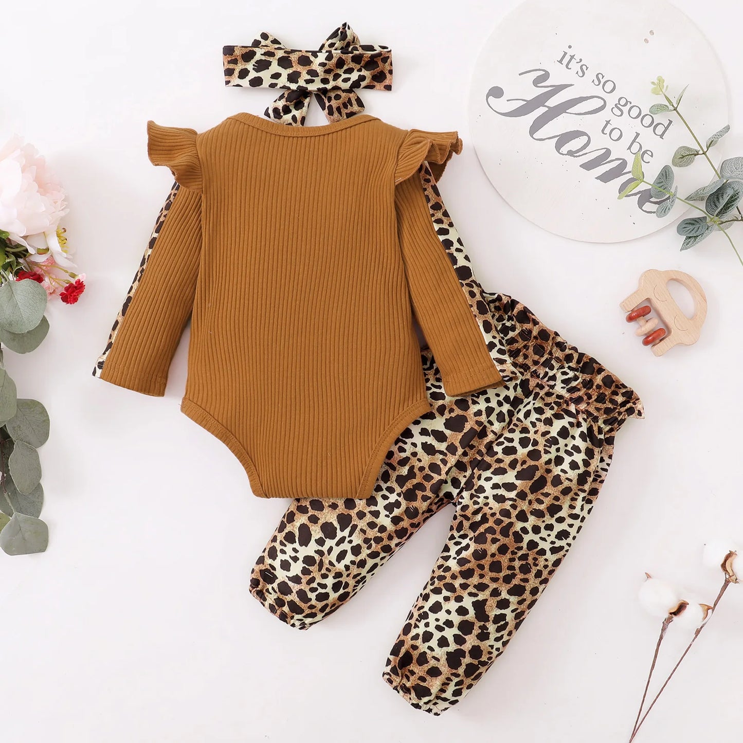 0-24M Newborn Infant Baby Girls Ruffle T-Shirt Romper Tops Leggings Pant Outfits Clothes Set Long Sleeve Fall Winter Clothing