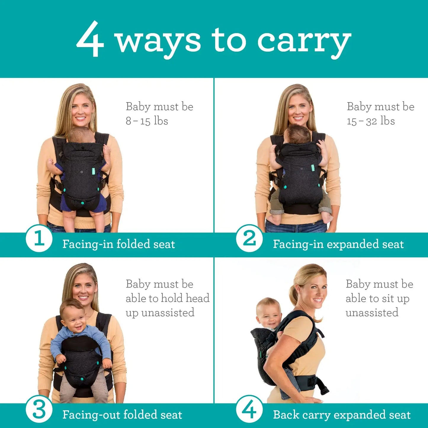 Baby Carrier-Ergonomic Advanced 4-in-1 Face-in and Face-out Front and Back Carry for Newborns Baby Carrier Strap Sling Infant