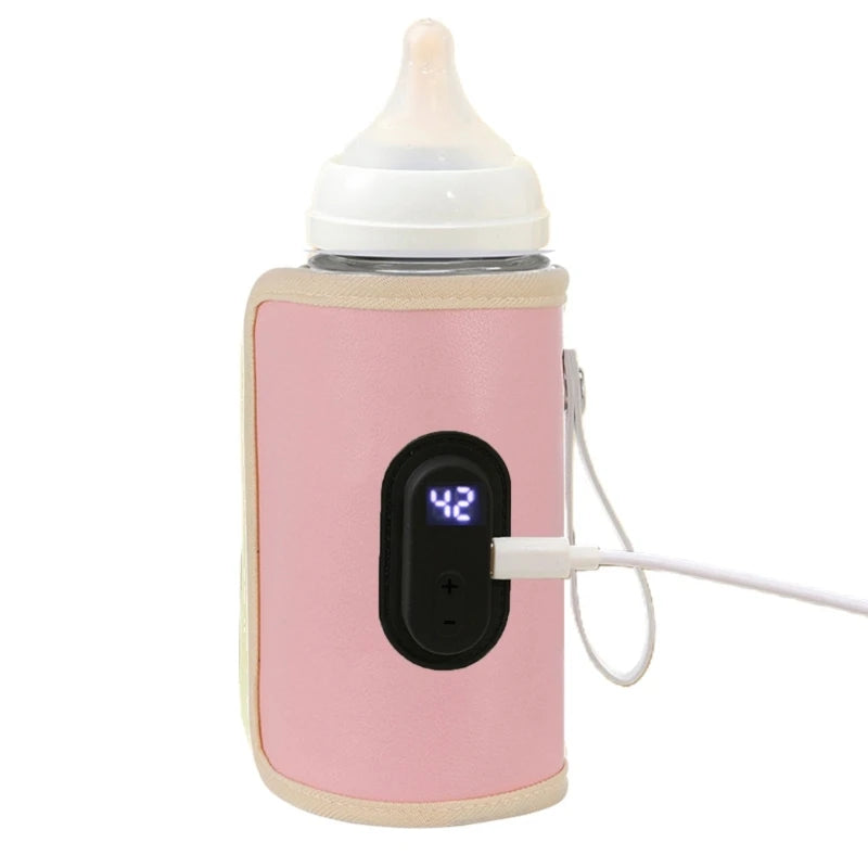 Portable Milk Bottle Warmer Bag Case 20 Temp Level Baby Feeding Bottle Insulation Sleeve Heating Cover Travel Essential