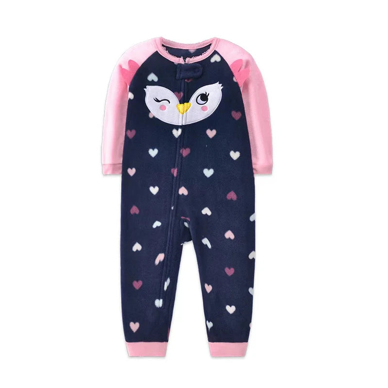 Winter Baby Clothes Pajamas Boy Girl Warm Infant Rompers Autumn Zipper Fleece Overall Animal Jumpsuit Clothing 9 12 18 24 months