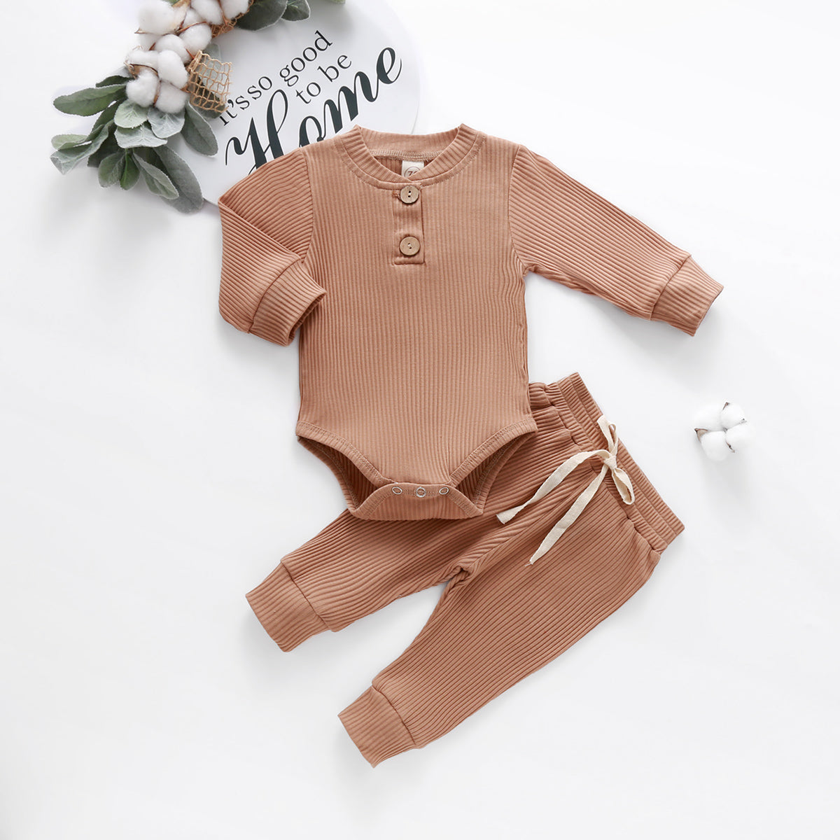 Ma&Baby 0-24M Newborn Infant Knit Baby Boy Girl Clothes Set Long Sleeve Button Romper Pants Outfits Autumn Spring Baby Clothing