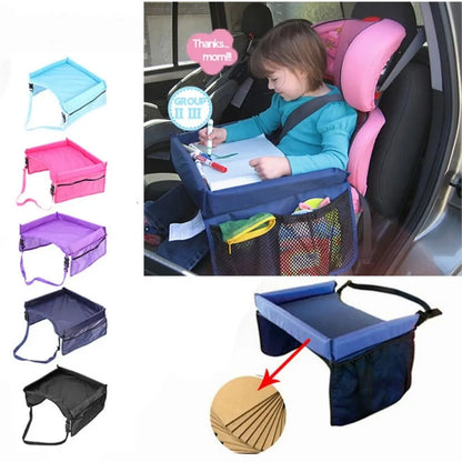 Table Waterproof Desk Drawing Board Storage Baby Car Seat Tray Stroller Kids Toy Food Holder Car Child Table Storage Snack Tray