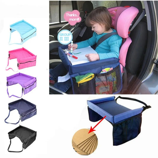 Table Waterproof Desk Drawing Board Storage Baby Car Seat Tray Stroller Kids Toy Food Holder Car Child Table Storage Snack Tray