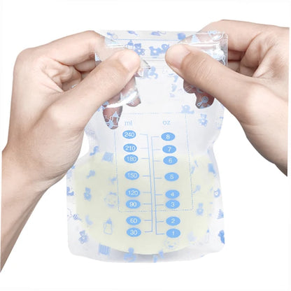 100 Pcs BPA-Free Breast Milk Storage Bags - 240ML Safe Freezing Container