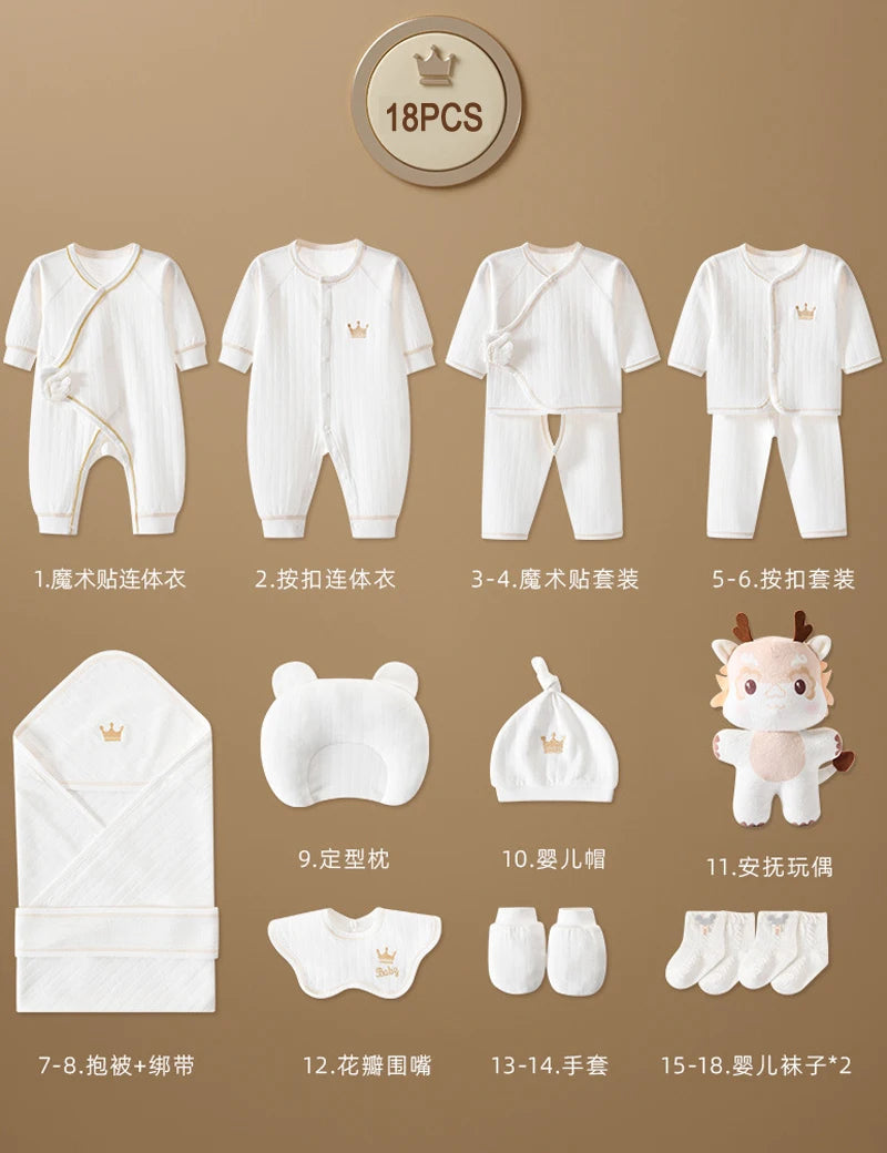 0-3 Months Newborn Clothing Set - 100% Cotton Unisex Infant Clothes (15/17/18/20 Pieces)