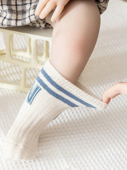 Letter N Socks Knit Soft for Kids Baby Middle Tube Stockings Long Socks for Infant Toddler Boys Girls Casual Athletic Sock Panel