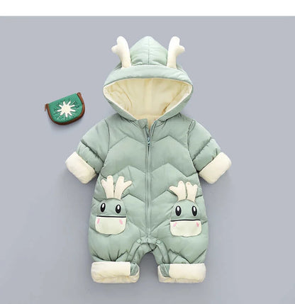 New born Warm Baby coat Winter Hooded Rompers Thick Jumpsuit Overalls Snowsuit Children Boys Clothing kids clothes DropShipping