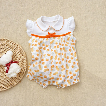 3-18M Sommerkleidung für Baby Mädchen Kurzarm Kleinkinder süße Baumwollspielanzug Baby Jungen Kleidung Druck Boutique Kleidung Onesie