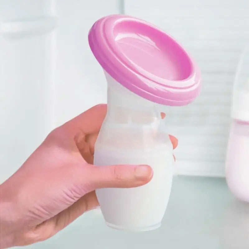 Portable silicone manual breast milk pump, breast milk storage and collection device