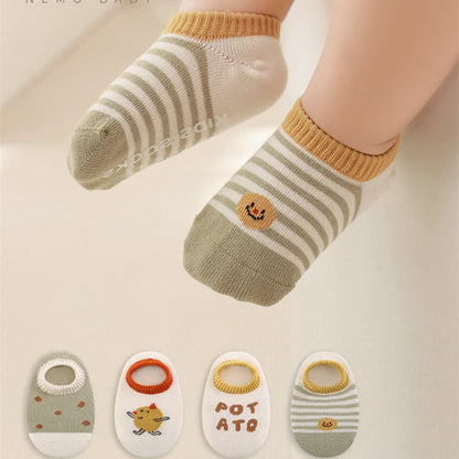 Lawadka Newborn Baby Boat Floor Socks For Girls Boys Summer Infant Girl Boy Toddler Anti-slip 0-4Y Children's Socks 4Pairs/set