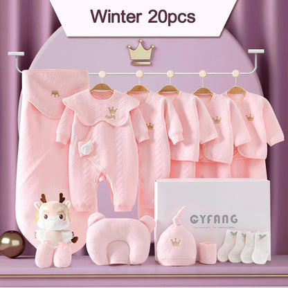 0-3 Months Newborn Clothing Set - 100% Cotton Unisex Infant Clothes (15/17/18/20 Pieces)