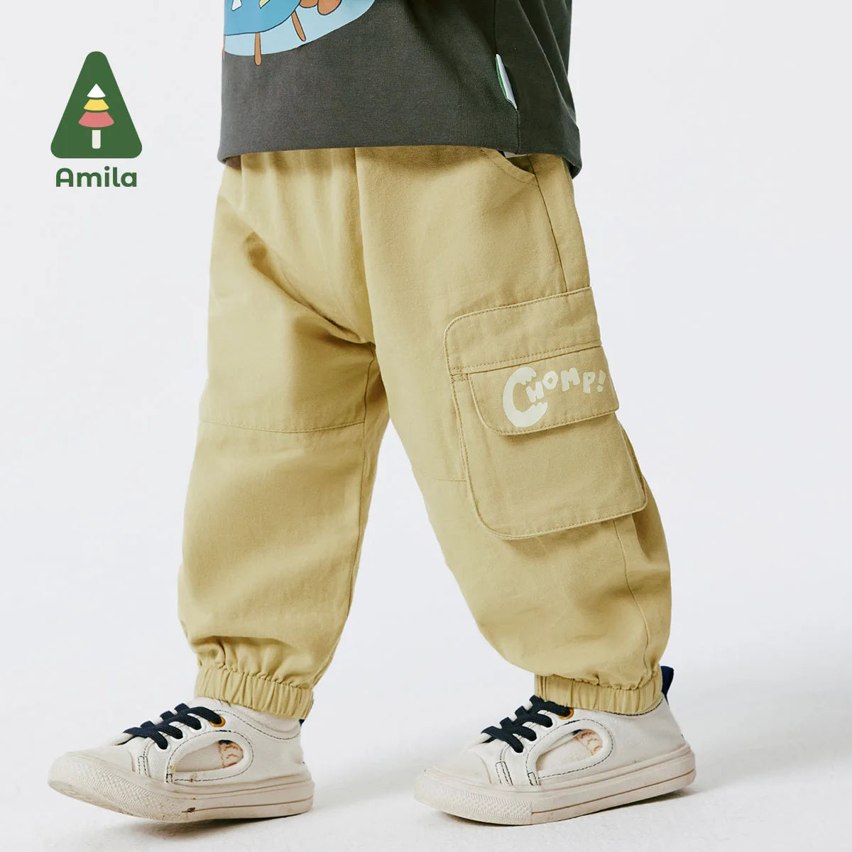 Amila Baby Hose 2024 Frühjahr Neue Jungen Kinder Modische Casual Einfarbig Vielseitige Cargohose