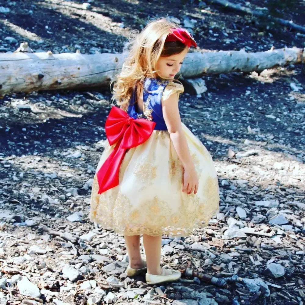 2024 Retro Neugeborenen Baby Mädchen Schneewittchen Prinzessin Kleid Backless Gericht Mädchen Geburtstag Hochzeiten Kleider Kinder Mädchen Party Kleid