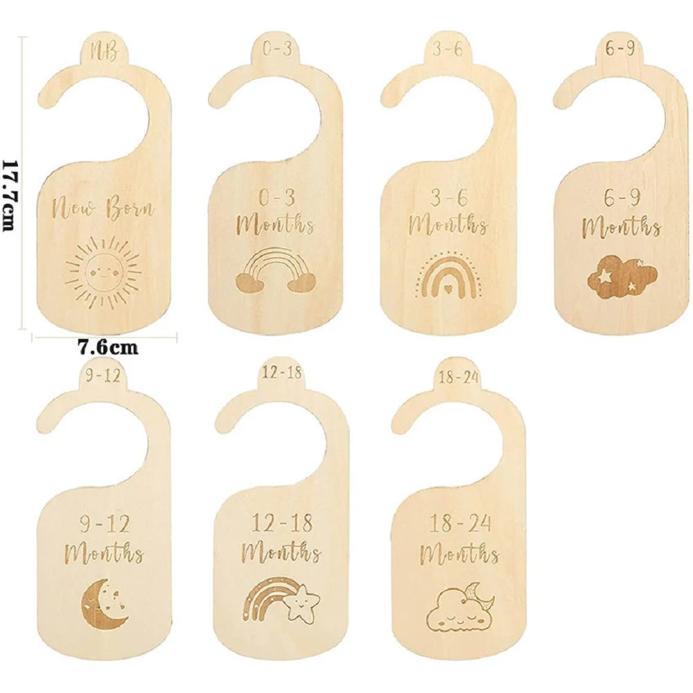 7PCS Newborn Photography Props Wooden Monthly Milestone Cards Baby Shower Gifts for Boys and Girls Photography Accessories