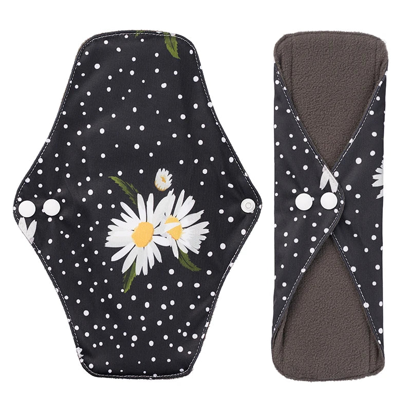 10PCS Medium Size Bamboo Charcoal Reusable Sanitary Towels - Eco-Friendly Menstrual Care