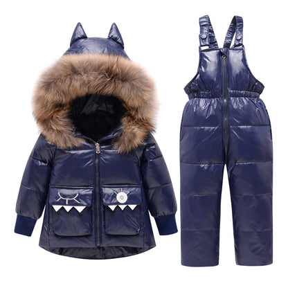 Kinder Kleidung Set Mit Kapuze Parka Junge Baby Overalls kleinkind Mädchen Kleidung Winter Warme Daunenjacke Kinder dinosaurier Mantel Schneeanzug