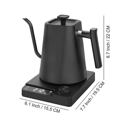 Intelligent Temperature Controlled Hand Brewed Coffee Pot Stainless Steel Fine Mouthed Electric Heating Water Insulation Kettle