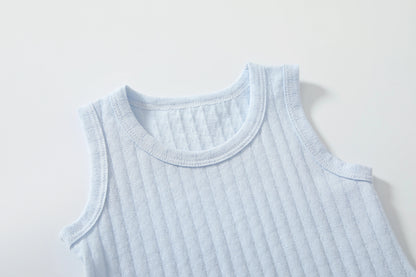 High Quality Soft Breathable 100% Cotton  Sleeveless Baby Rompers Round-neck Summer Baby Bodysuit Plain Infant clothes