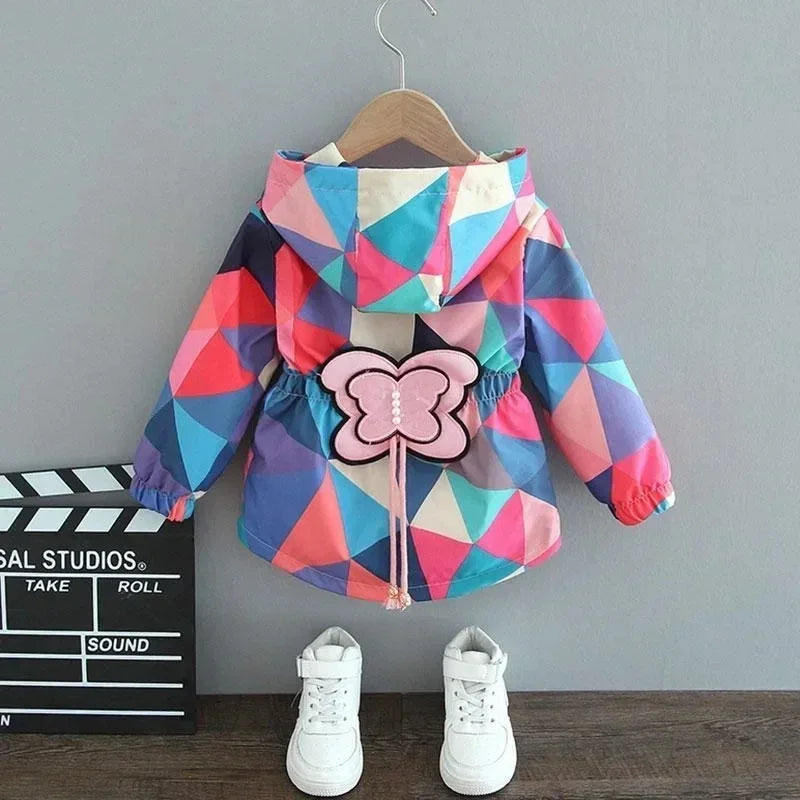 1 2 3 4 5 6 Years Baby Girls Jacket Cute Cartoon Animals Spring Autumn Boy Windbreaker Coat Hooded Zipper Outerwear Kids Clothes