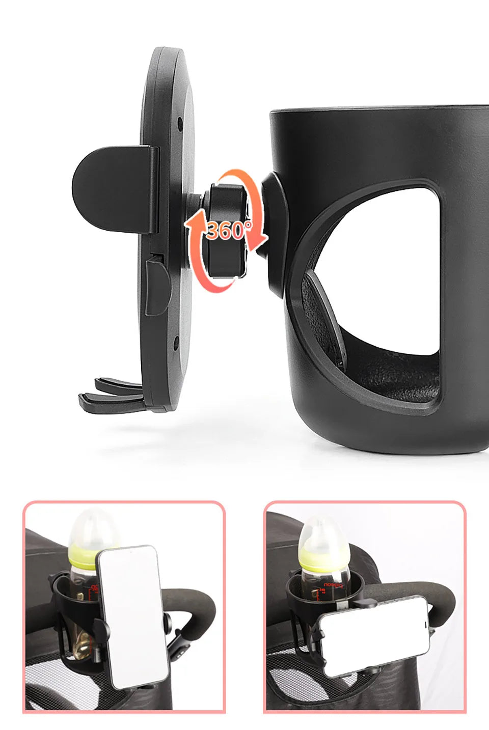 Cup Holder For Stroller Phone Holder Milk Bottle Support For Outing Anti-Slip Design Universal Pram Baby Stroller Accessories