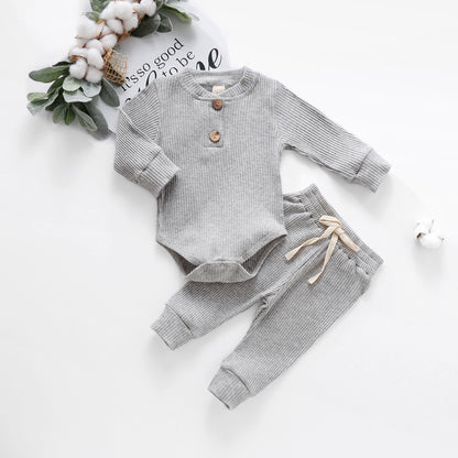 Ma&Baby 0-24M Newborn Infant Knit Baby Boy Girl Clothes Set Long Sleeve Button Romper Pants Outfits Autumn Spring Baby Clothing