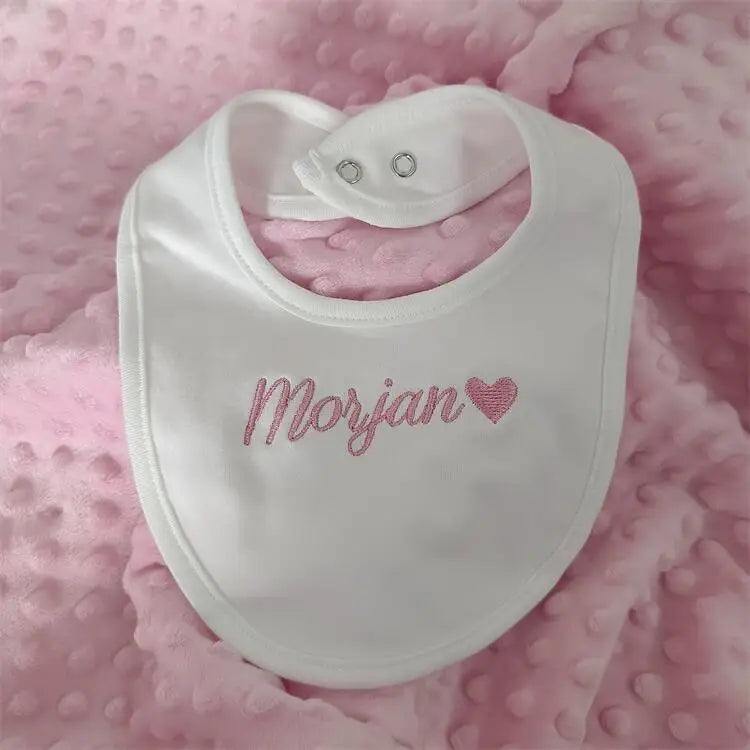 Personalisiertes Babylätzchen mit Namen, 100 % Baumwolle, weiß, Neugeborenen-Speichel, lustiges Geburtstagsgeschenk für Babyjungen und Mädchen, Geschenk zur Babyparty