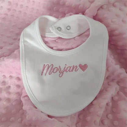 Name Personalised Baby bib 100% cotton White Newborn Baby Saliva Funny Birthday Gift For Baby Boys and Girls shower gift