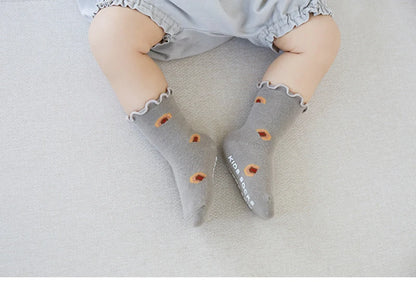 3 Paar rutschfeste Baby-Laufsocken mit Blumenmuster für Kinder, Kleinkinder, 0–5 Jahre, elastische kurze Schlauchsocken für alle Jahreszeiten