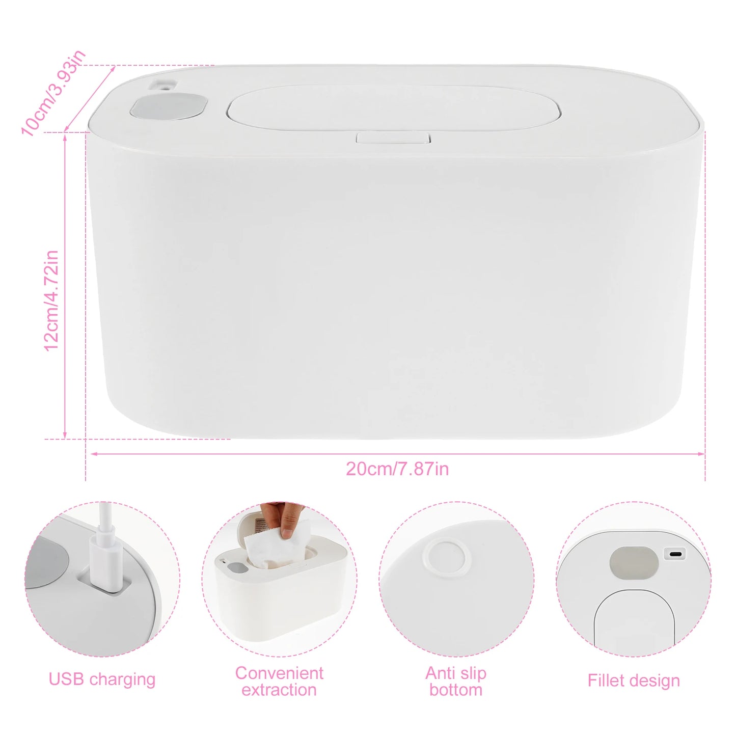 USB Baby Wipe Warmer LED Light Keep warm Box Adjustable Temperature Heating Diaper Dispenser Portable Large Capacity