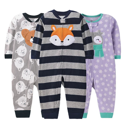 Winter Baby Kleidung Pyjamas Junge Mädchen Warme Säuglingsspielanzug Herbst Reißverschluss Fleece Overall Tier Overall Kleidung 9 12 18 24 Monate